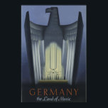 Vintage Art Deco Reise Deutschland Adler Poster<br><div class="desc">Vintag Art Deco reist Deutschland Poster,  zeigt einen Adler im Hintergrund hat das Logo "Germany the Land of Music".</div>