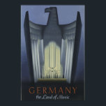 Vintage Art Deco Reise Deutschland Adler Poster<br><div class="desc">Vintag Art Deco reist Deutschland Poster,  zeigt einen Adler im Hintergrund hat das Logo "Germany the Land of Music".</div>