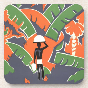 Vintage Art Deco Reise, Einheimischer im afrikanis Getränkeuntersetzer