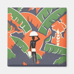 Vintage Art Deco Reise, Einheimischer im afrikanis Magnet