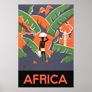 Vintage Art Deco Reise, Einheimischer im afrikanis Poster