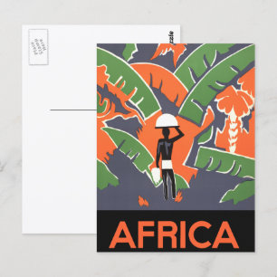 Vintage Art Deco Reise, Einheimischer im afrikanis Postkarte