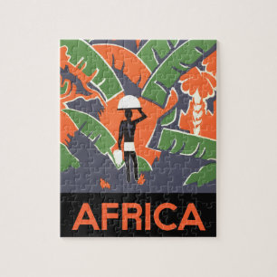 Vintage Art Deco Reise, Einheimischer im afrikanis Puzzle