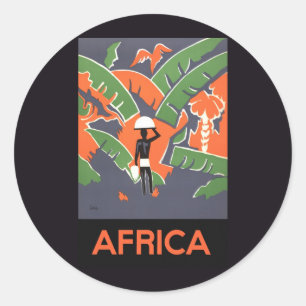 Vintage Art Deco Reise, Einheimischer im afrikanis Runder Aufkleber