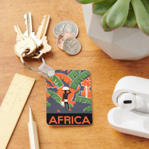 Vintage Art Deco Reise, Einheimischer im afrikanis Schlüsselanhänger