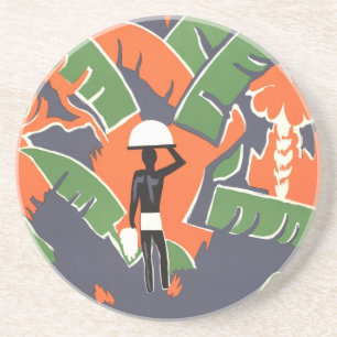 Vintage Art Deco Reise, Einheimischer im afrikanis Untersetzer
