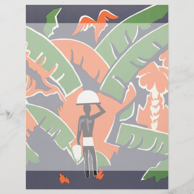 Vintage Art-Deco-Reise, Indianerin im afrikanische (Vorderseite)