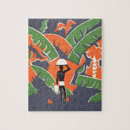 Vintage Art-Deco-Reise, Indianerin im afrikanische Puzzle