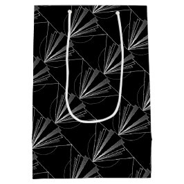 Vintage Art Deco Schwarz-Weiß-Geometrisch  Mittlere Geschenktüte