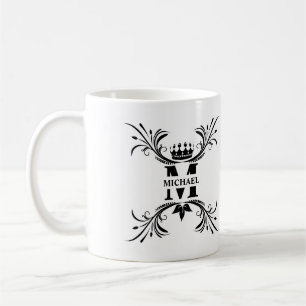 Vintage Art Deco Schwarzes Namensmonogramm Kaffeetasse