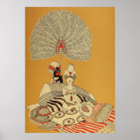 Vintage-Art-Deco-Showgirl-Plakat – 1920er Feder