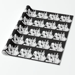 Vintage-Art-Deco-Ski-Paar-Skifahrer-Illustration Geschenkpapier
