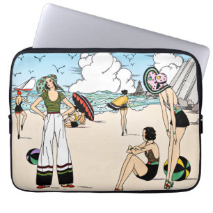 Vintage-Art-Déco-Strandillustration 1920er Jahre K Laptopschutzhülle
