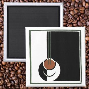 Vintage Art Deco, Tasse Kaffee mit Dampf Magnet