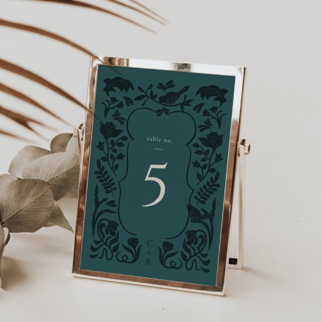 Vintage Art Deco Tischnummer Card (Vintage Floral Art Deco Table Number Card)