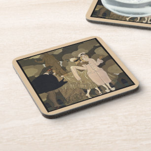 Vintage Art Deco, Überraschung von George Barbier Getränkeuntersetzer