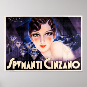 Vintage Art Deco Wine tasting in der Fattoria Monc Poster