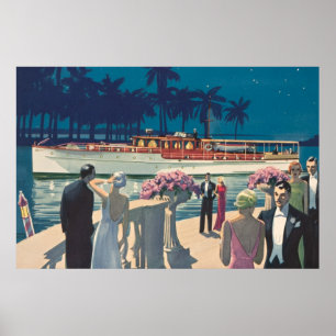 Vintage Art Deco Yacht Boot Cocktailparty Mode Poster
