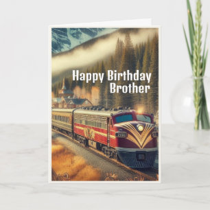 Vintage-Art-Deco-Zug-Bruder-Geburtstag  Karte