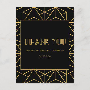 Vintage Art Deko geometrische Hochzeit der 20er Ja Postkarte