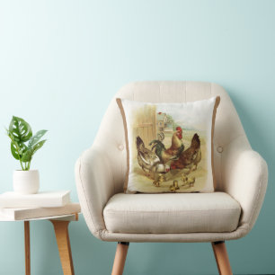 Vintage Art Farm Hühner Kissen