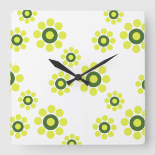 Vintage Art-Frühlings-Blumen-Wand-Uhr Quadratische Wanduhr