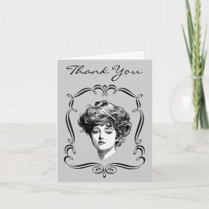 Vintage Art Gibson Girl Thank You Card Dankeskarte