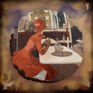 Vintage Art - Im Café - Fernand Lungren Rundes Kissen