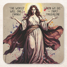 Vintage Art Maria Magdalena Zitat Rechteckiger Pappuntersetzer