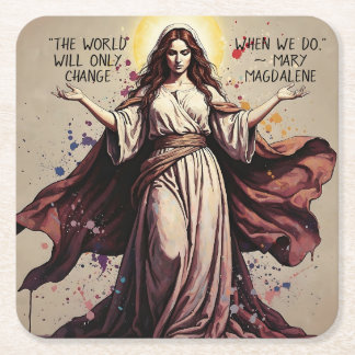 Vintage Art Maria Magdalena Zitat Rechteckiger Pappuntersetzer