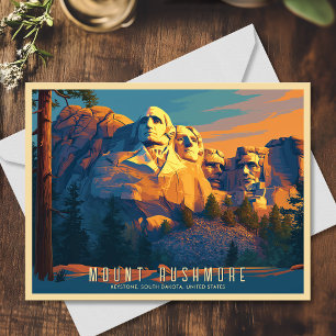 Vintage Art Mount Rushmore South Dakota USA Reise Postkarte