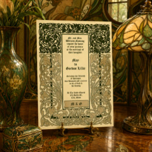 Vintage Art Nouveau 2-Farben-Blattwerk-Rahmen Einladung
