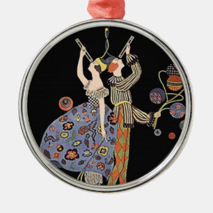 Vintage-Art Nouveau-Art Deco-Feierparty Silbernes Ornament