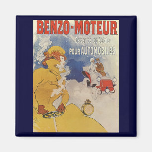 Vintage Art Nouveau, Benzo Moteur von Jules Cheret Magnet