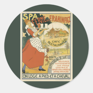 Vintage Art Nouveau, Bierbar Restaurant und Café Runder Aufkleber