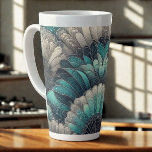 Vintage Art Nouveau Blau Silber Fächer Milchtasse