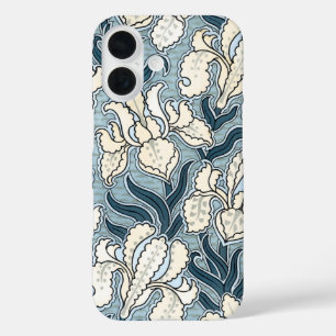 Vintage Art Nouveau, Blaue Garten-Schwertlilien-Bl iPhone 16 Hülle