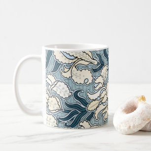 Vintage Art Nouveau, Blaue Garten-Schwertlilien-Bl Kaffeetasse