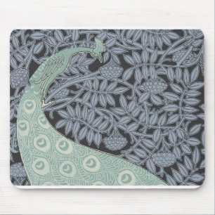Vintage Art Nouveau Blaue Pfauen-Druck Verneuil Mousepad