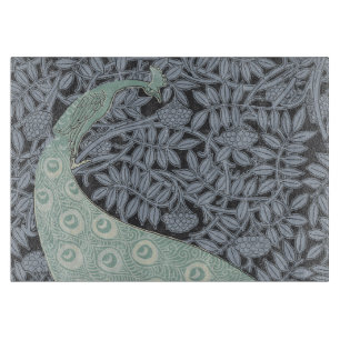 Vintage Art Nouveau Blaue Pfauen-Druck Verneuil Schneidebrett