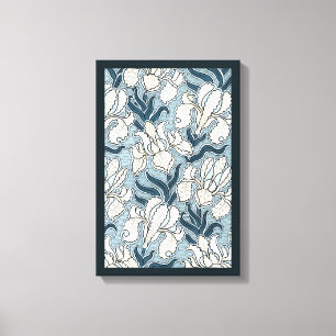 Vintage Art Nouveau, Blaue Schwertlilienblumen Leinwanddruck
