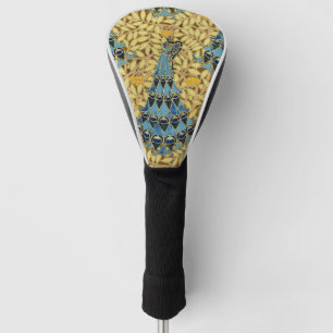 Vintage Art Nouveau Blaues Pfauen-Blumenmuster Golf Headcover