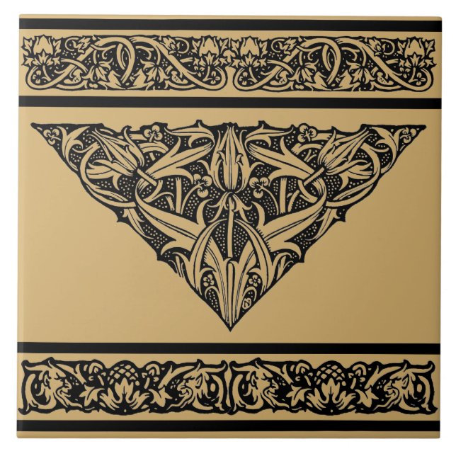 Vintage-Art-Nouveau-Blumendesign Fliese (Vorderseite)