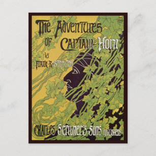 Vintage Art Nouveau Book, Captain Horn Adventures Postkarte