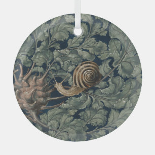 Vintage Art Nouveau Botanische Schnecke Antik Ornament Aus Glas