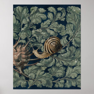 Vintage Art Nouveau Botanische Schnecke Antik Poster