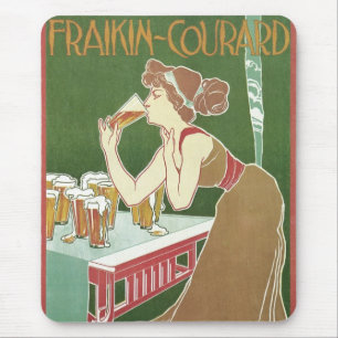 Vintage Art Nouveau Brasserie Fraikin-Courard Bier Mousepad
