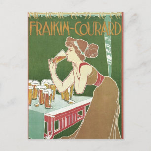 Vintage Art Nouveau Brasserie Fraikin-Courard Bier Postkarte