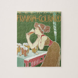 Vintage Art Nouveau Brasserie Fraikin-Courard Bier Puzzle