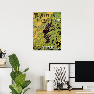 Vintage Art Nouveau Buch, Abenteuer von Kapitän Ho Poster